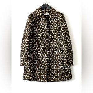 RED VALENTINO Gold Metallic Floral Pattern Jacket